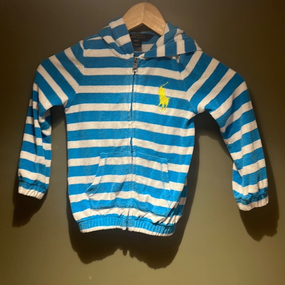 Ralph Lauren Polo Pool Cover Up Blue/ White Hoodie Girls sz 4T